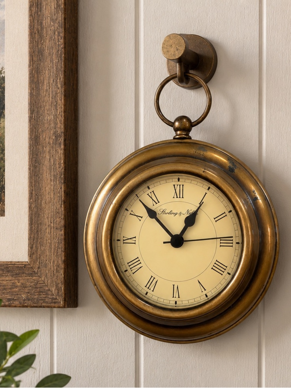 Vintage Sterling & Noble Pocket Watch Style Quartz Clock Brass Roman Numerals